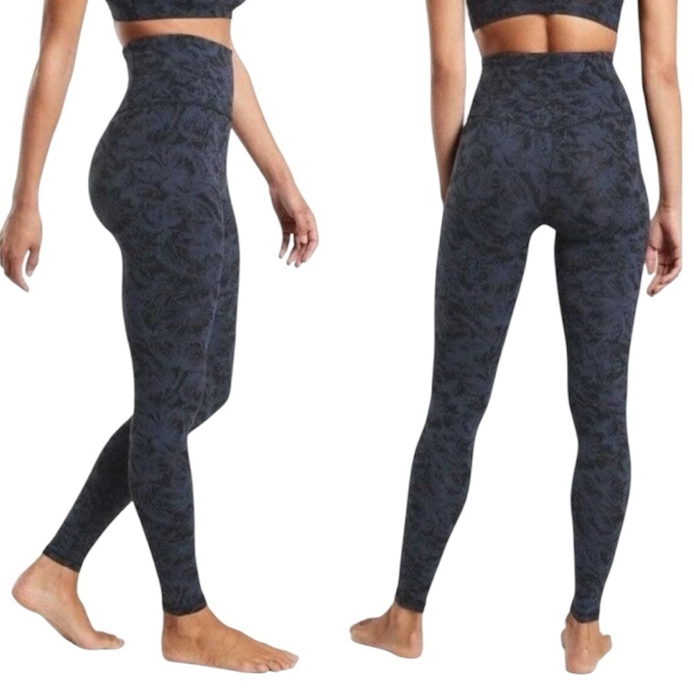 Athleta | Women’s Elation Blue & Black Texture Leggings Size Large Petite